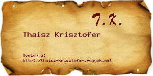 Thaisz Krisztofer névjegykártya